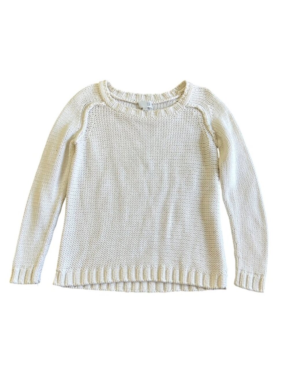 TSE Women's Sz Small Ivory Knit Sweater Long Sleeve Crew Neck Pullover